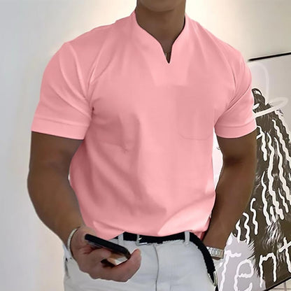 Notch Collar Short Sleeve Polo Shirt