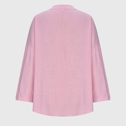 Loose Fit Rolled Sleeve V Neck Shirt