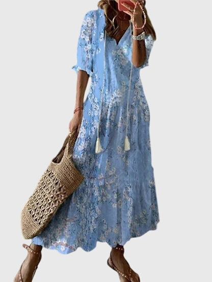 Patterned Short-Sleeve Dress
