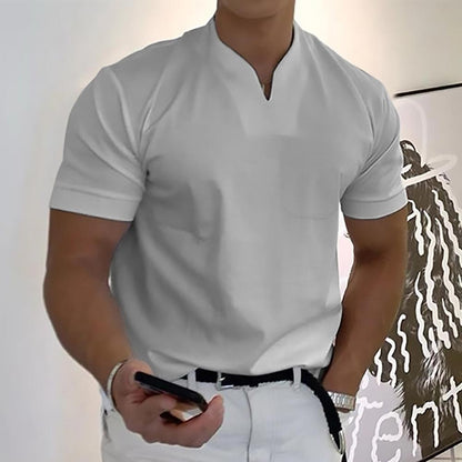 Notch Collar Short Sleeve Polo Shirt