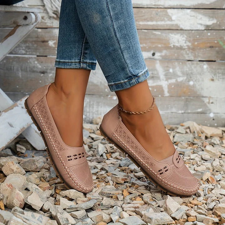 Round Toed Stitched Flat Shoes