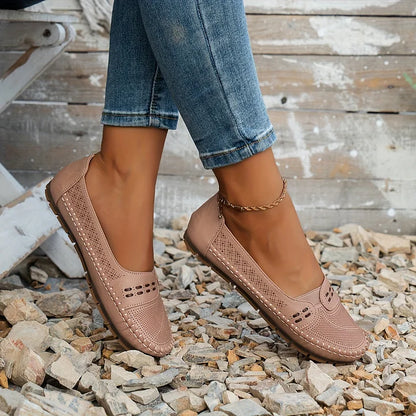 Round Toed Stitched Flat Shoes