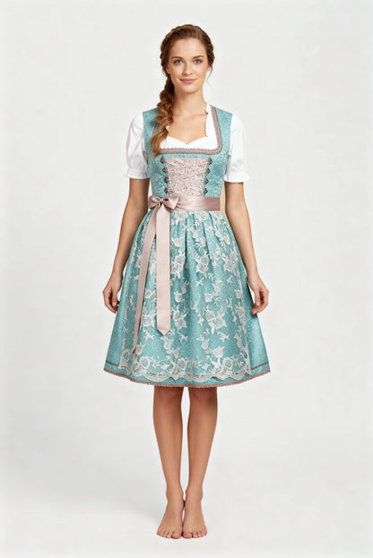 Sweetheart Neck Short Sleeve Lace Apron Dirndl Dress