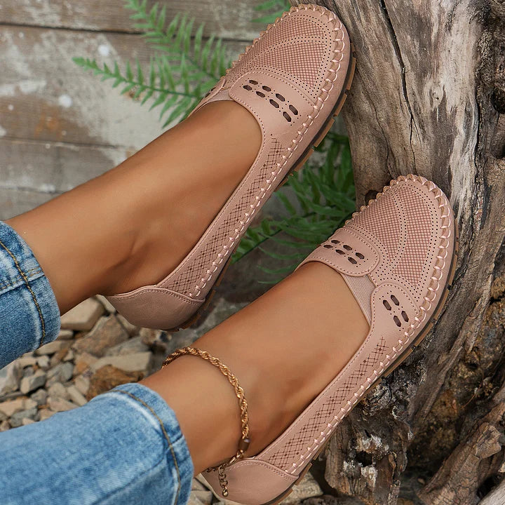 Round Toed Stitched Flat Shoes