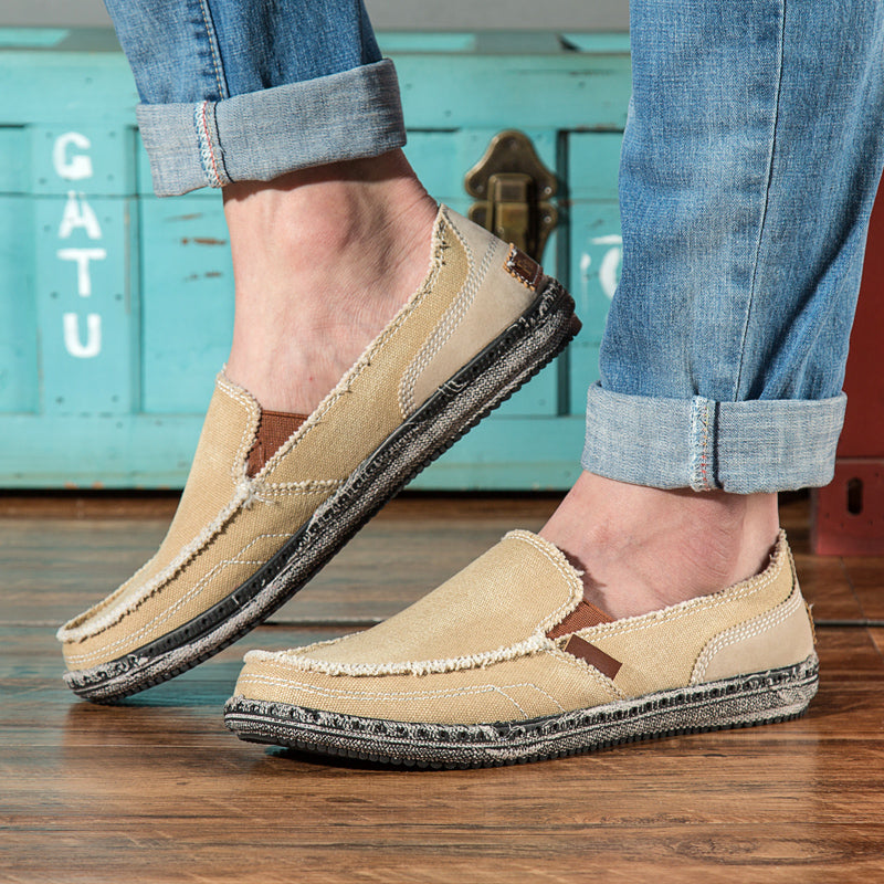 Men's Slip-On Distressed Canvas Loafers