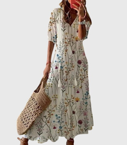 Patterned Short-Sleeve Dress