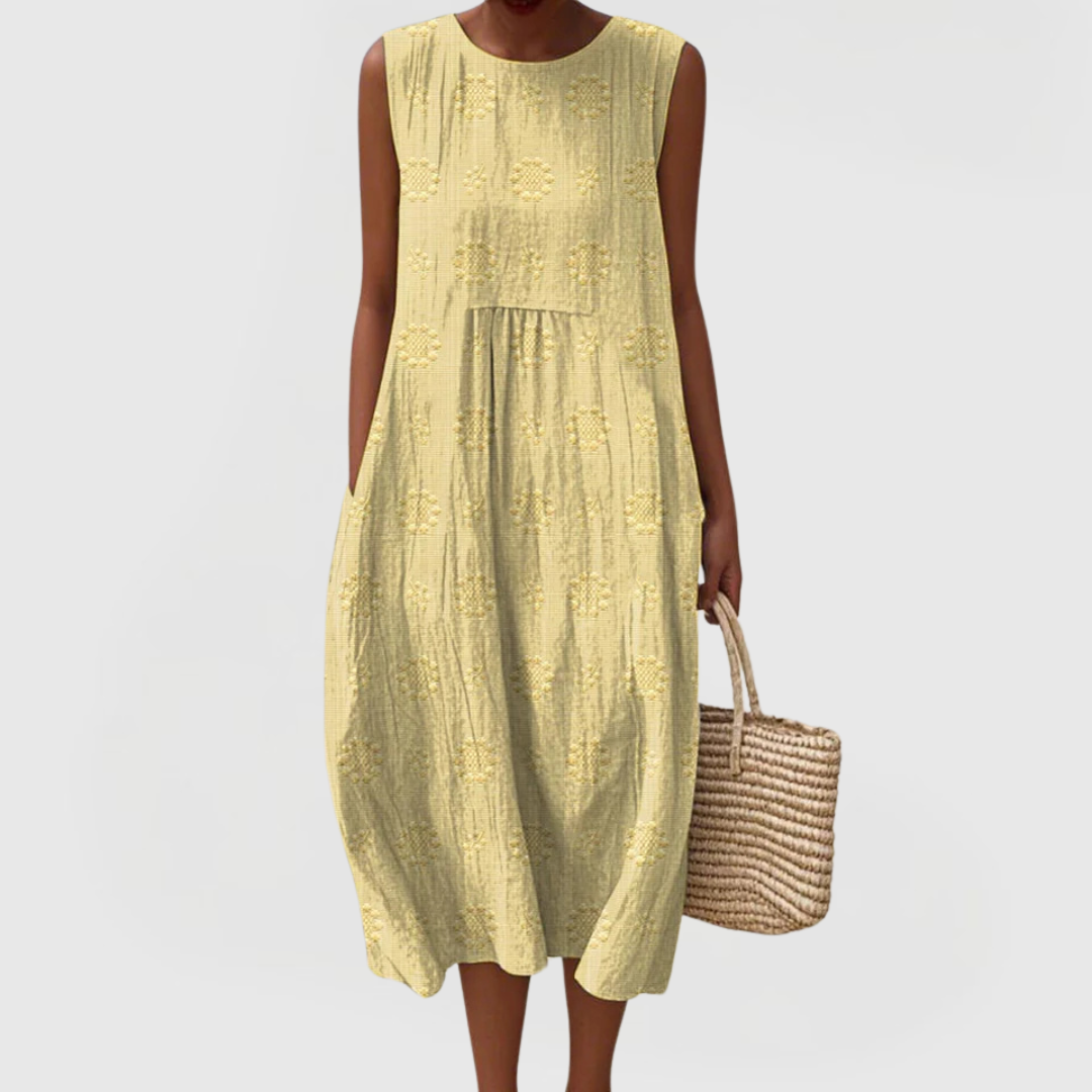 Round Neck Sleeveless Midi Dress