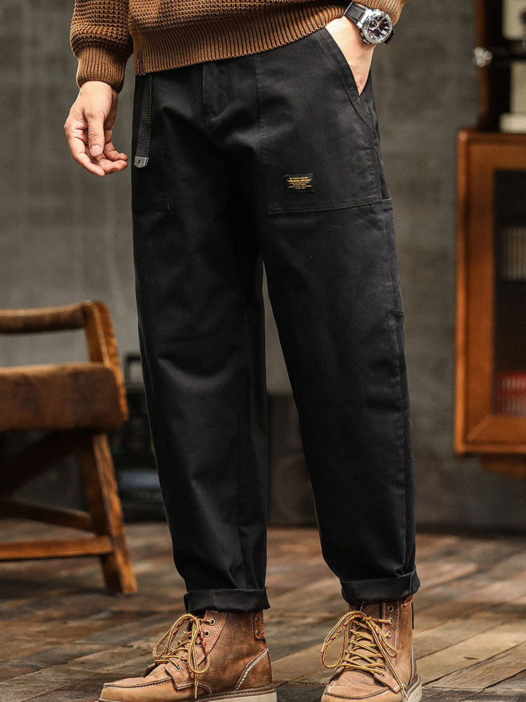 Pocketed Rolled Loose Straight Seamed Trouser