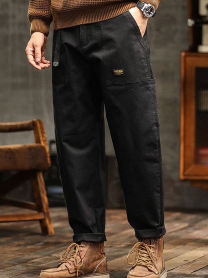 Pocketed Rolled Loose Straight Seamed Trouser