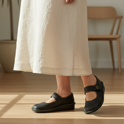 Adjustable Hook And Loop Strap Flat Shoes