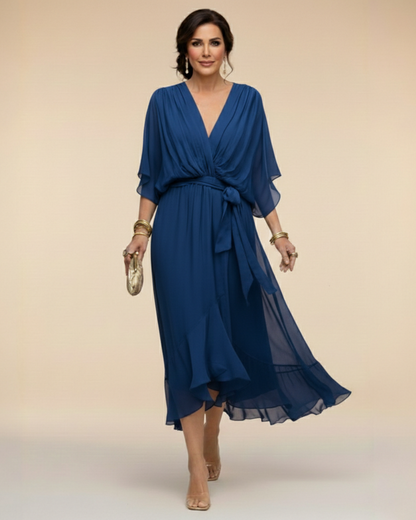 Gathered V-Neck Dress