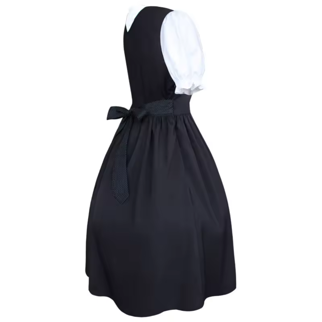 Women's Square Neck Puff Sleeve Lace-Up Midi Oktoberfest Dress