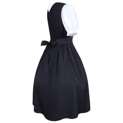 Women's Square Neck Puff Sleeve Lace-Up Midi Oktoberfest Dress