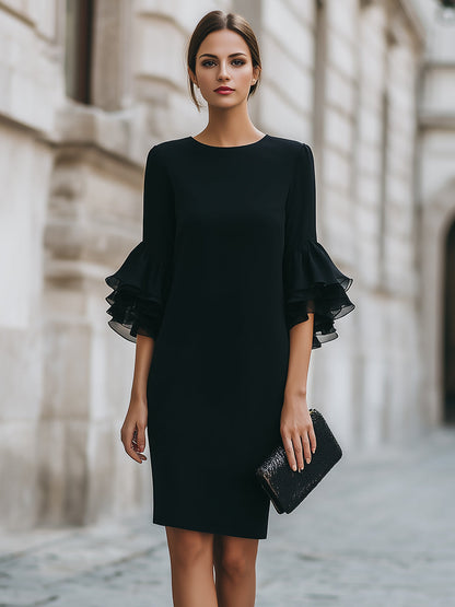 Tiered Bell Sleeve Shift Dress
