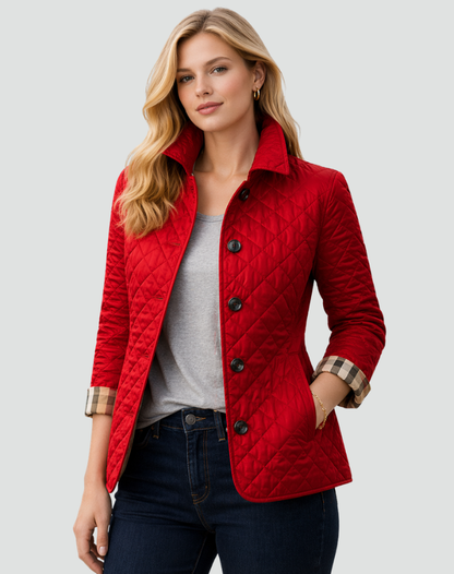 Collared Quilted Regular Fit Jacket For Women