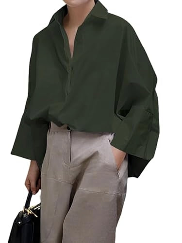 Long Sleeves Loose Lapel Collared Blouse