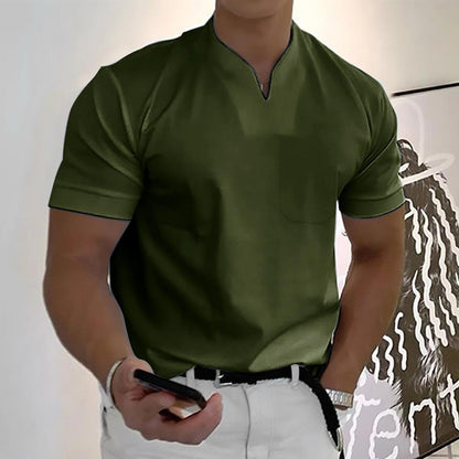 Notch Collar Short Sleeve Polo Shirt