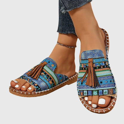 Tassel Open-Toe Flat Sandals