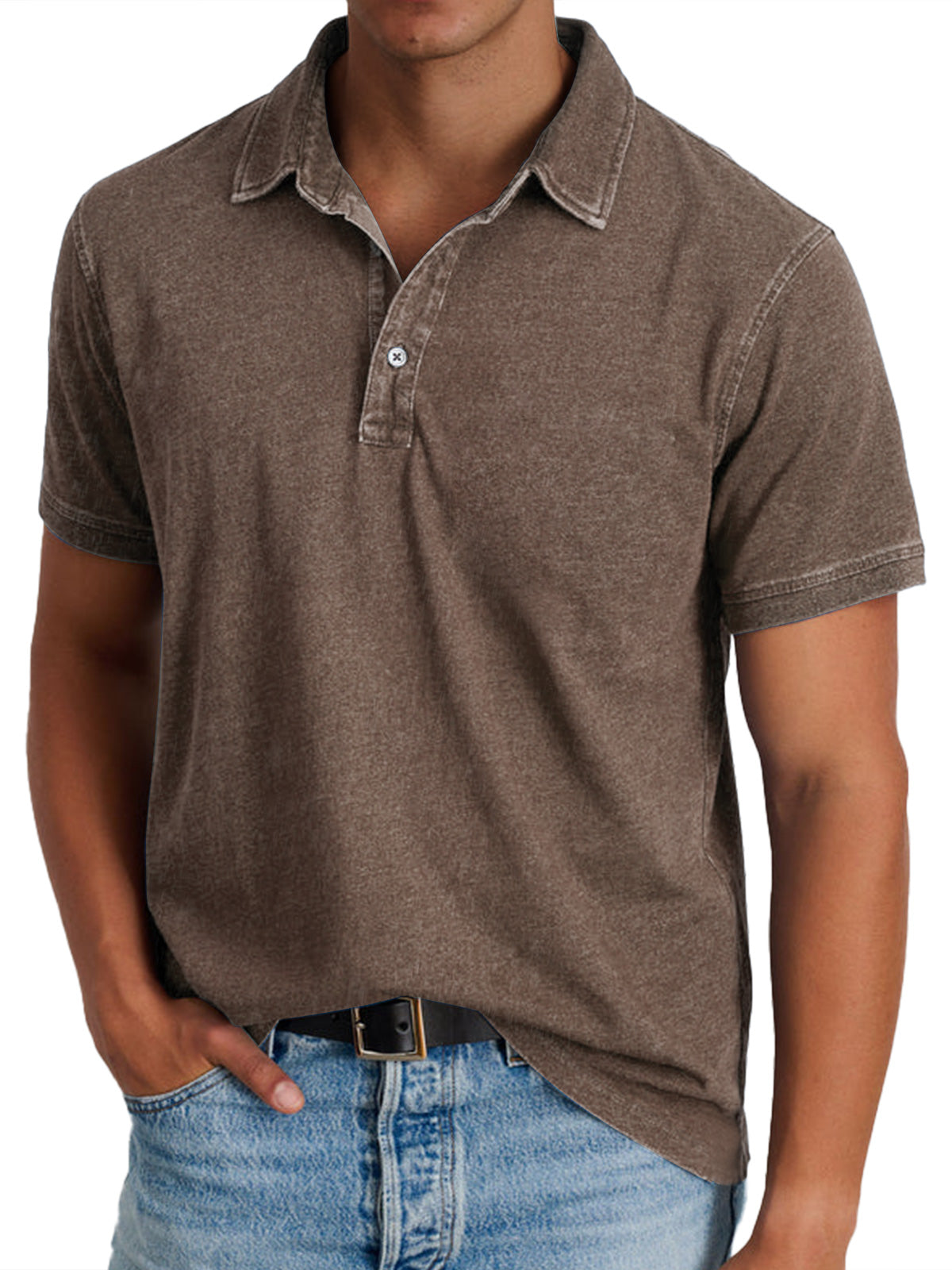 Collared Buttoned Washed Solid Straight Relaxed Shirt