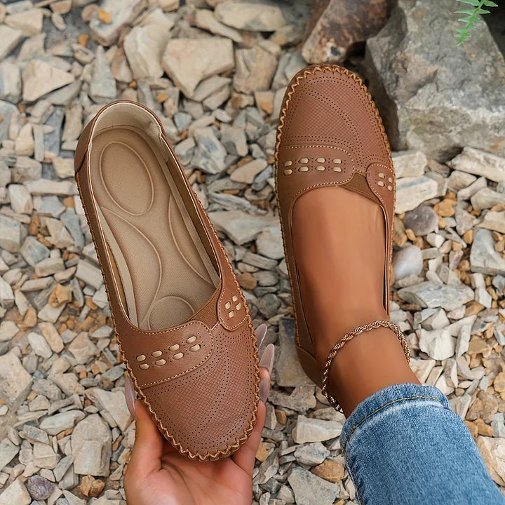 Round Toed Stitched Flat Shoes