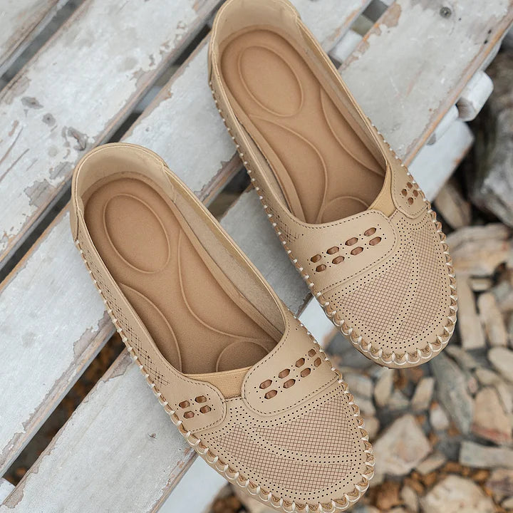 Round Toed Stitched Flat Shoes