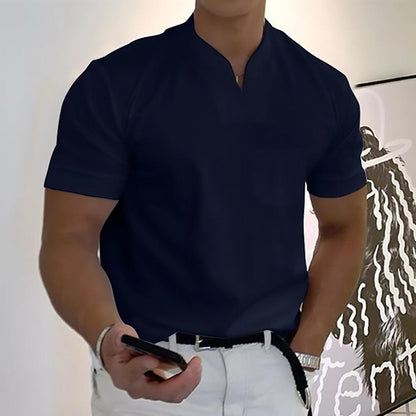 Notch Collar Short Sleeve Polo Shirt