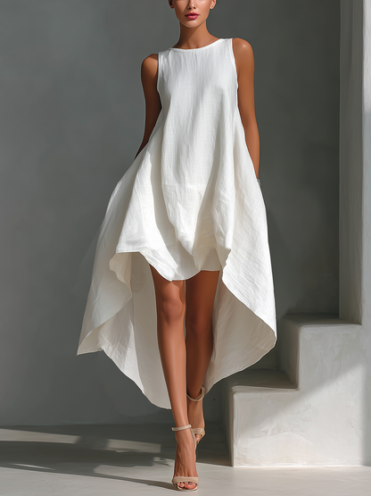 Round Neck Sleeveless Layered Asymmetric Dress