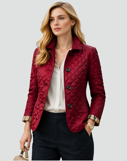 Collared Quilted Regular Fit Jacket For Women