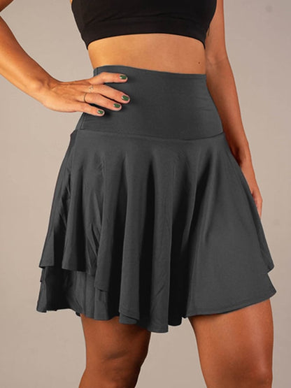 Layered Flared Short Gathered Skirt