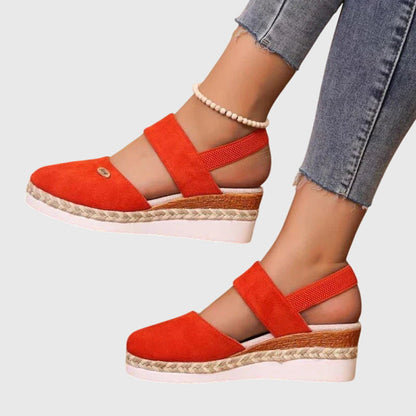 Braided Layered Elevated Strapped Closed Round Sandals