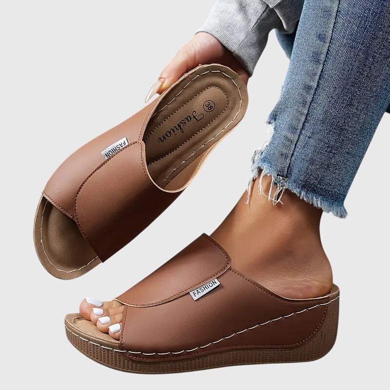 Stitched Wedge Sandals