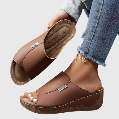 Stitched Wedge Sandals