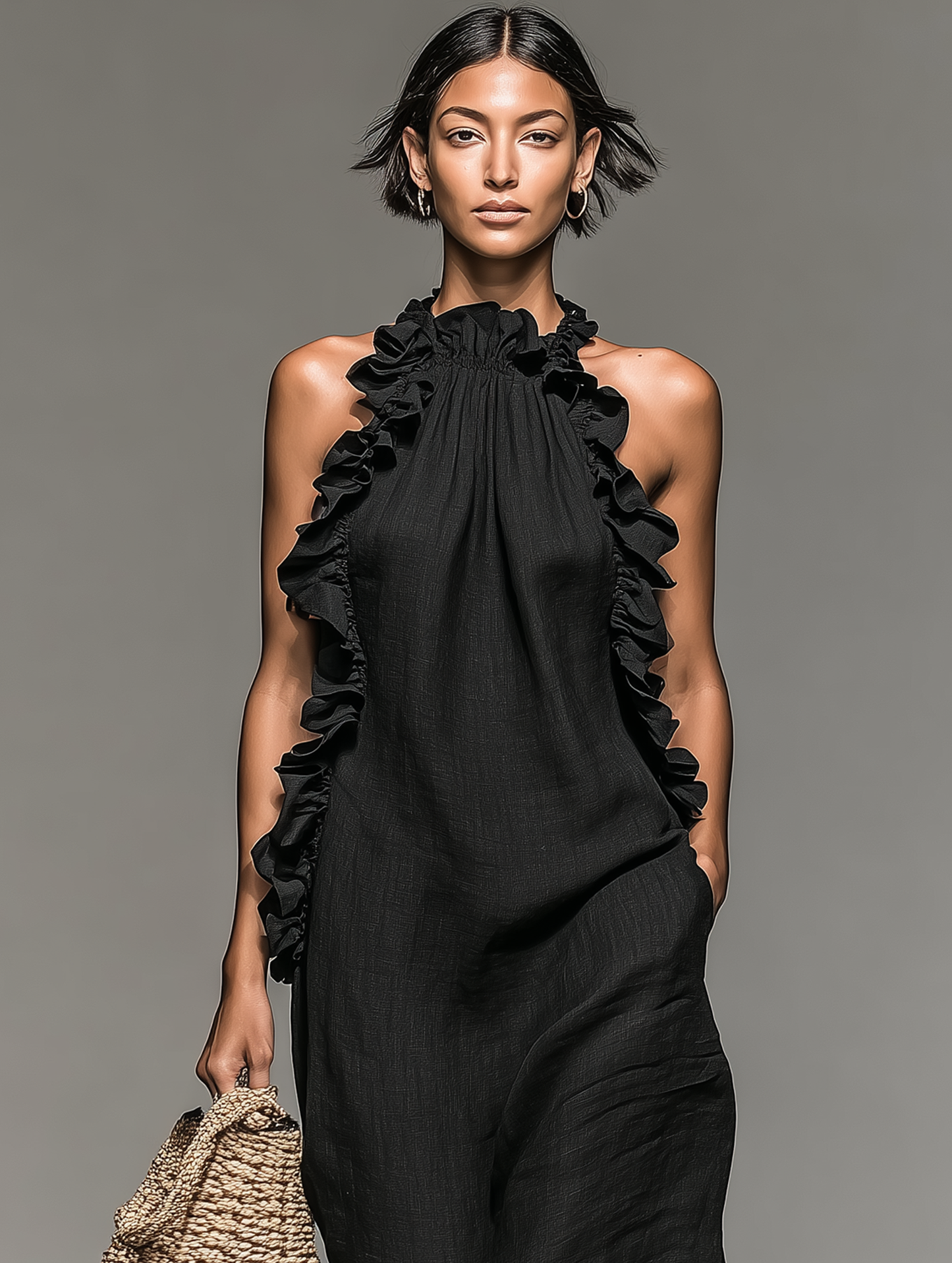 Sleeveless Keyhole Back Flared Floor Length Dress