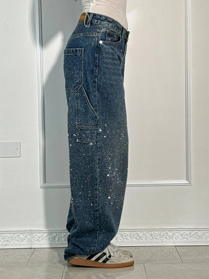 Sparkly High Waist Loose Fit Trousers