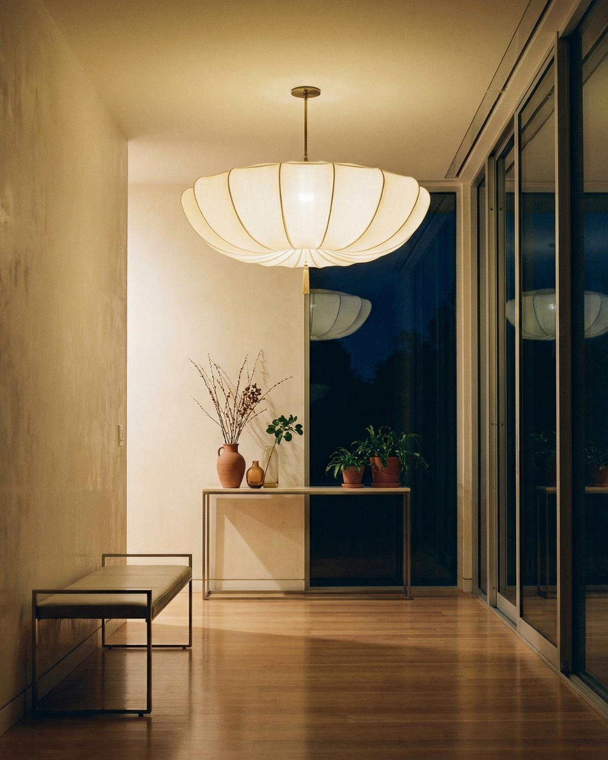 Scalloped Umbrella Silhouette Pendant Lamp