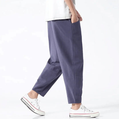 Drawstring Elastic Waist Tapered Cropped Trouser