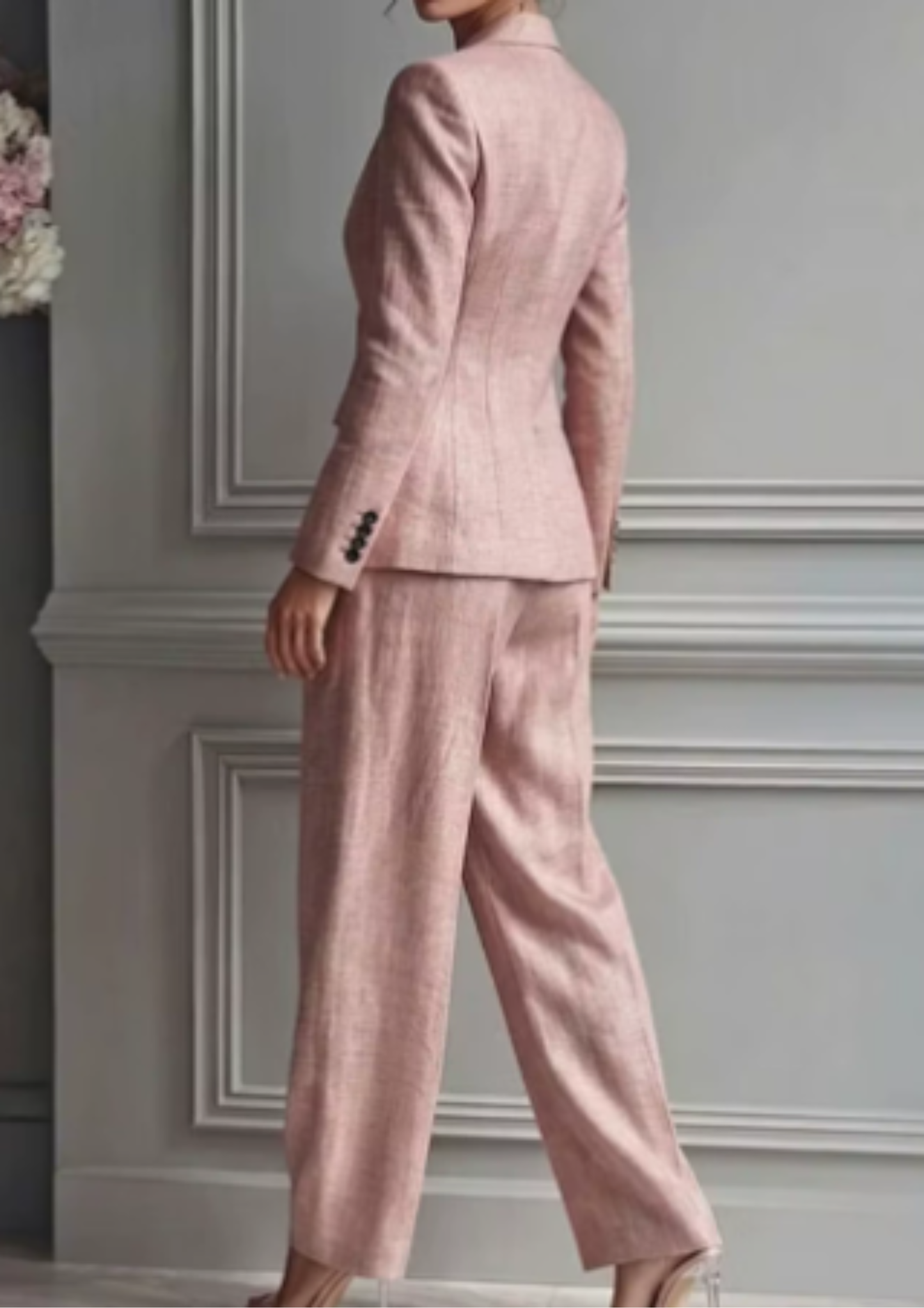 Tailored Collared Fitted Pleated Wide Long Set