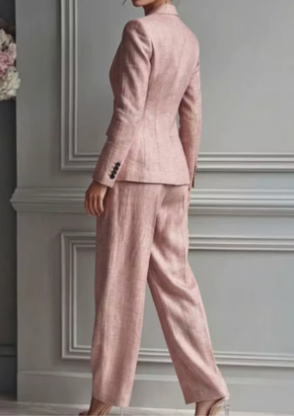 Tailored Collared Fitted Pleated Wide Long Set