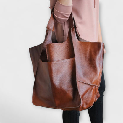 Pocketed Slouchy Oversized Structured Stitched Folded Bag