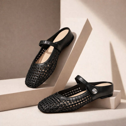 Square Toe Woven Strap Sandals