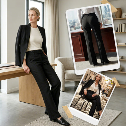 Women's High Waist Tailored Wide Leg Trousers