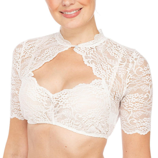 Women's Mock Neck Short Sleeve Lace Bolero Shrug