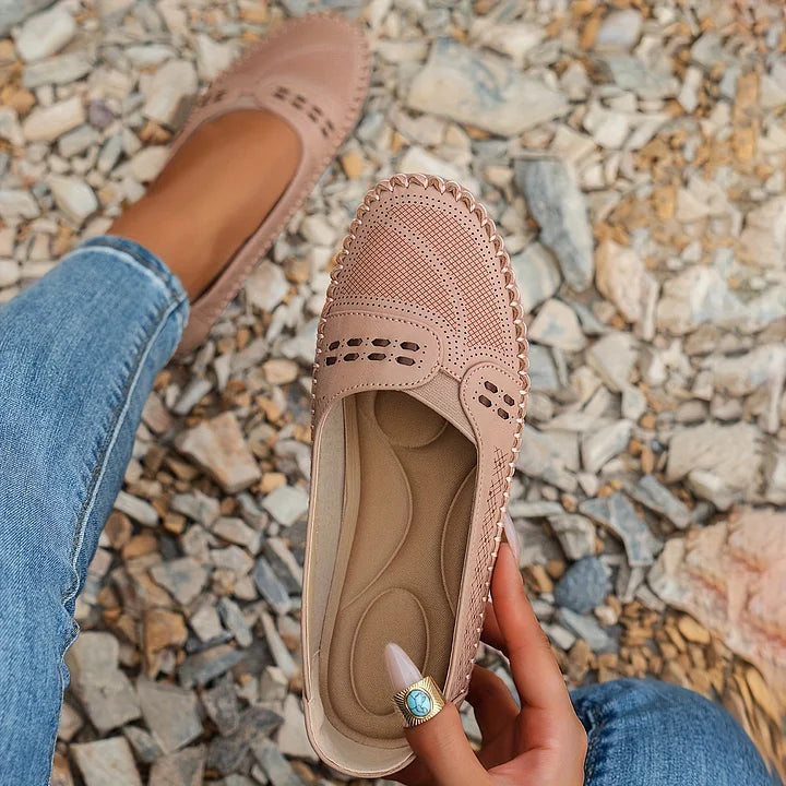 Round Toed Stitched Flat Shoes