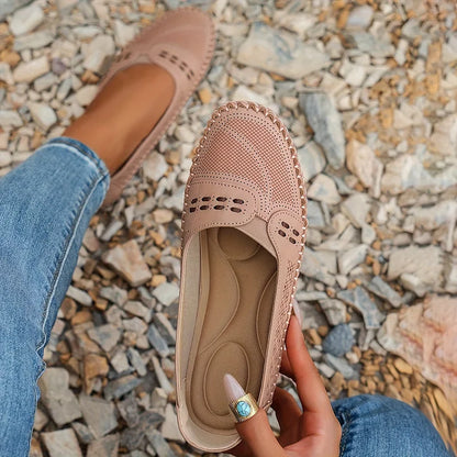 Round Toed Stitched Flat Shoes