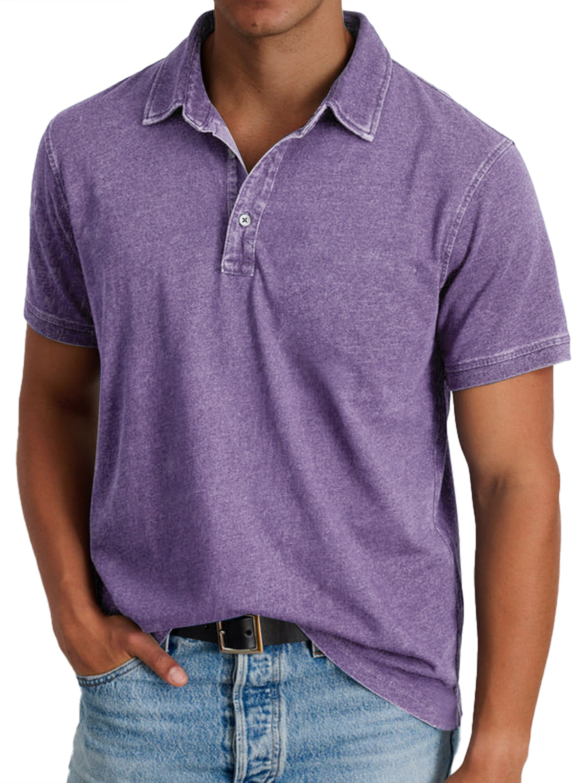 Collared Buttoned Washed Solid Straight Relaxed Shirt
