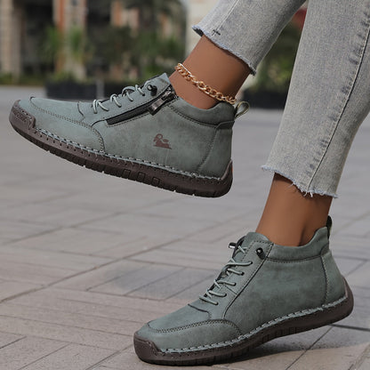 Zip-Up Lace-Up High-Top Orthopedic Sneakers