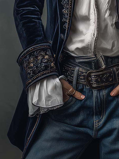 Women's Embroidered Tailored Fit Long Sleeve Blazer Jacket