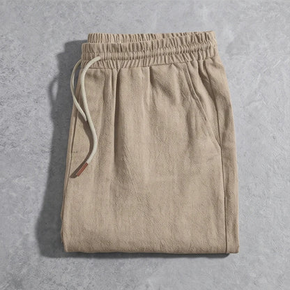 Drawstring Pocketed Solid Textured Loose Straight Shorts