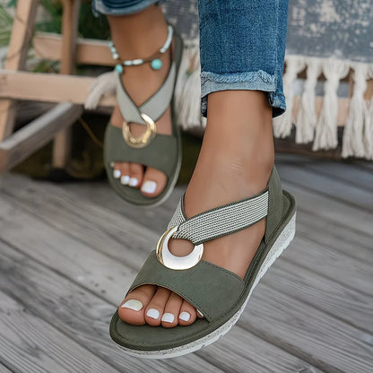 Ring Detail Open Toe Slingback Platform Sandals