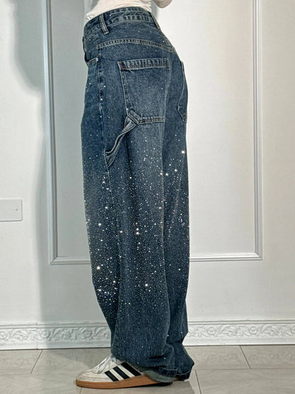 Sparkly High Waist Loose Fit Trousers